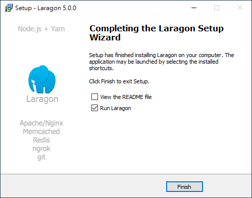 Select additional settings to install Laragon